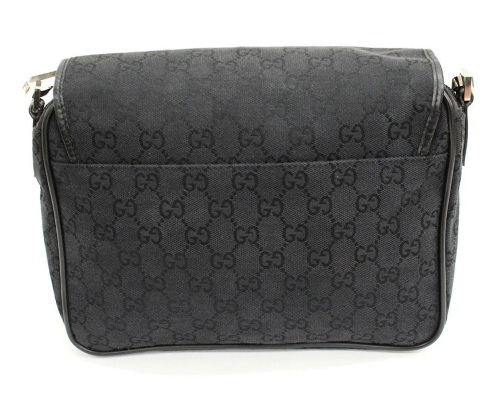 Gucci Black Bag Messenger GG Shoulder Canvas Black